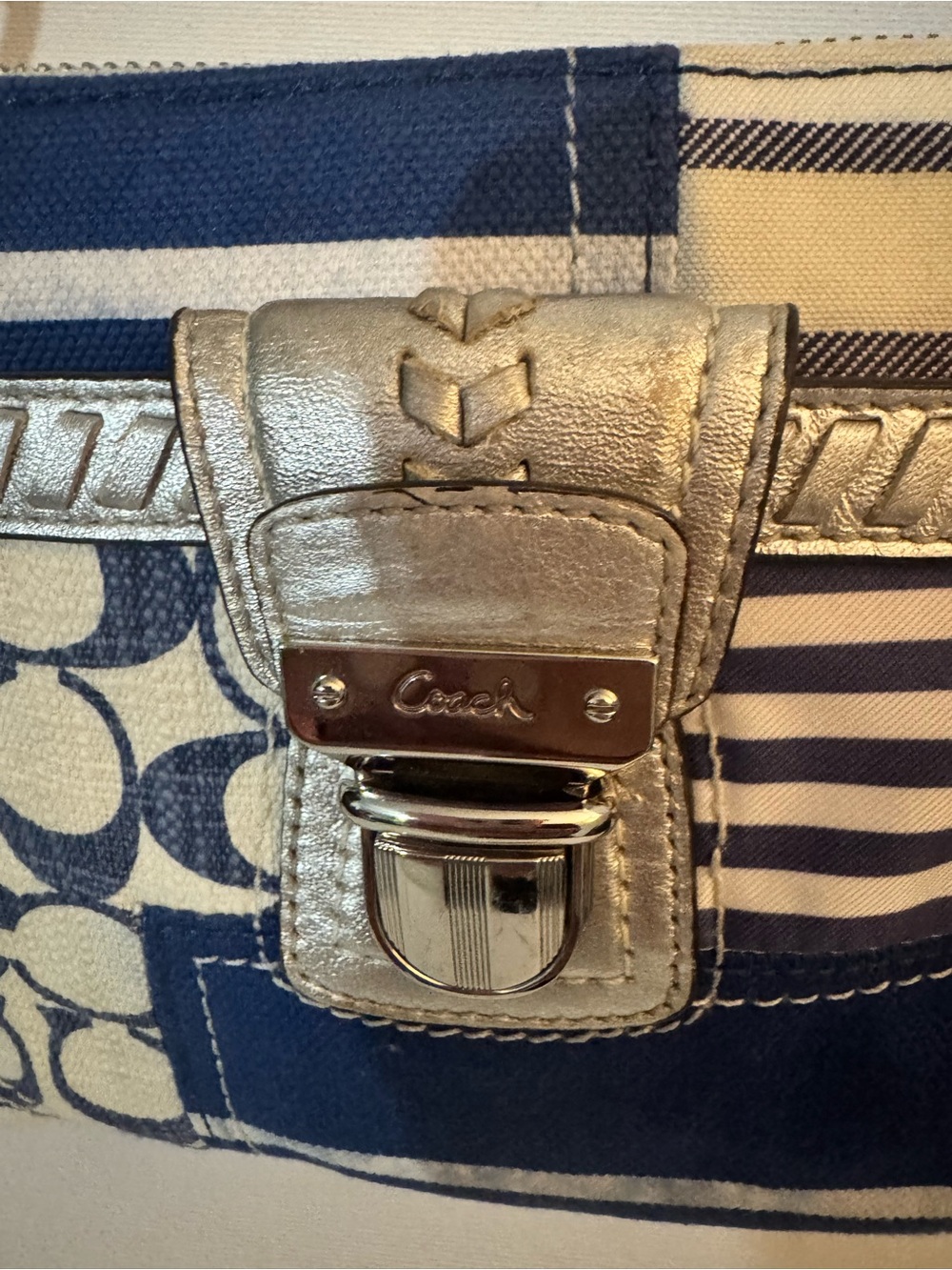 Coach Vintage Nautical Blue Patchwork Crossbody Shoulder Bag Y2K Signature 41462 - Picture 2 of 14